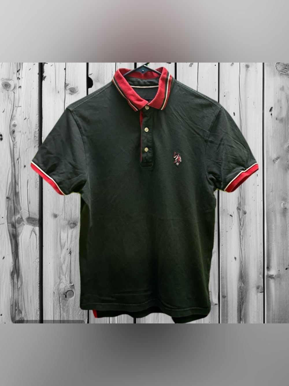 U.S. Polo Assn. Men’s Black Polo with Red Trim S